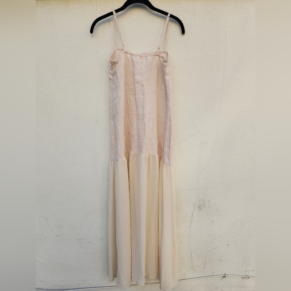 Vrg Grl Nora Linen Mixed Media Maxi Dress Natural — image 4 of 8
